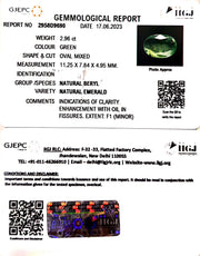 2.96/CT Natural Panna Stone with Govt. Lab Certificate (12210)